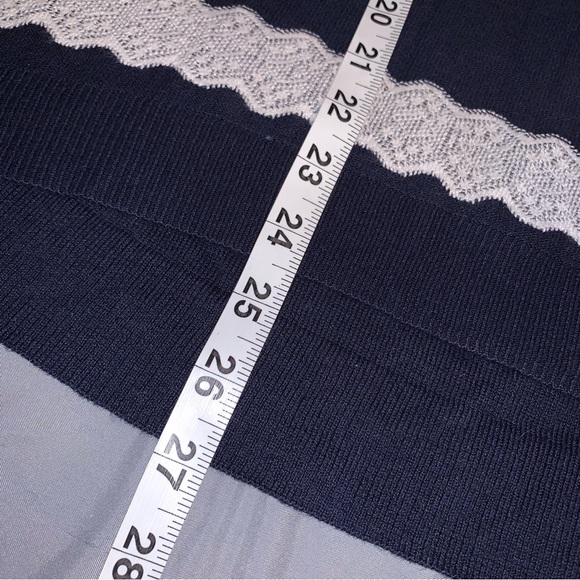 cotton/poly navy with ‘lace’ detail sweater - Picture 3 of 7